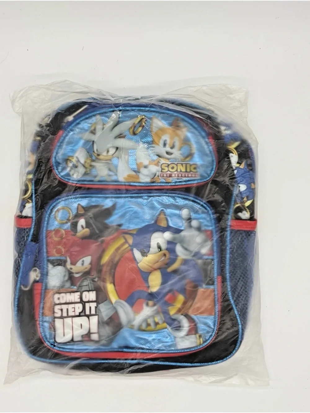Blue Red Sonic the Hedgehog Kids Backpack – Rings Graphic